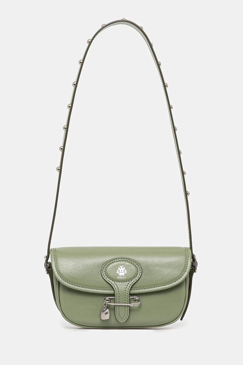 Bally poseta de piele culoarea verde, WAC04C
