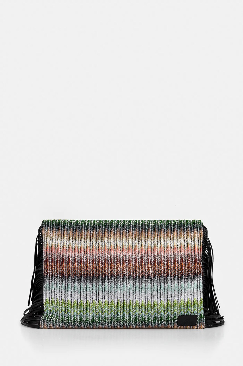 Missoni poseta Clutch Fringes culoarea negru, MI10064F