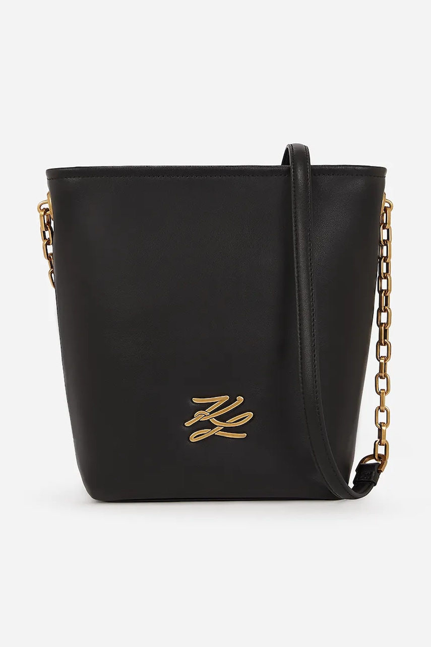 Karl Lagerfeld poseta de piele culoarea negru, A2W30201 Karl Lagerfeld poseta de piele culoarea negru, A2W30201