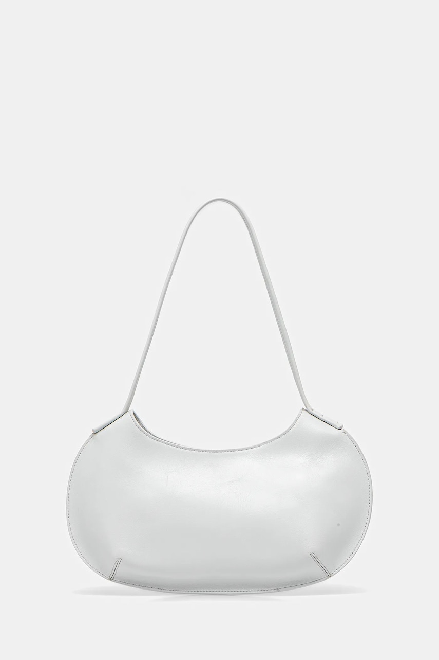 By Far poșetă de piele culoarea gri, MWBSB056CL034WH025PL
