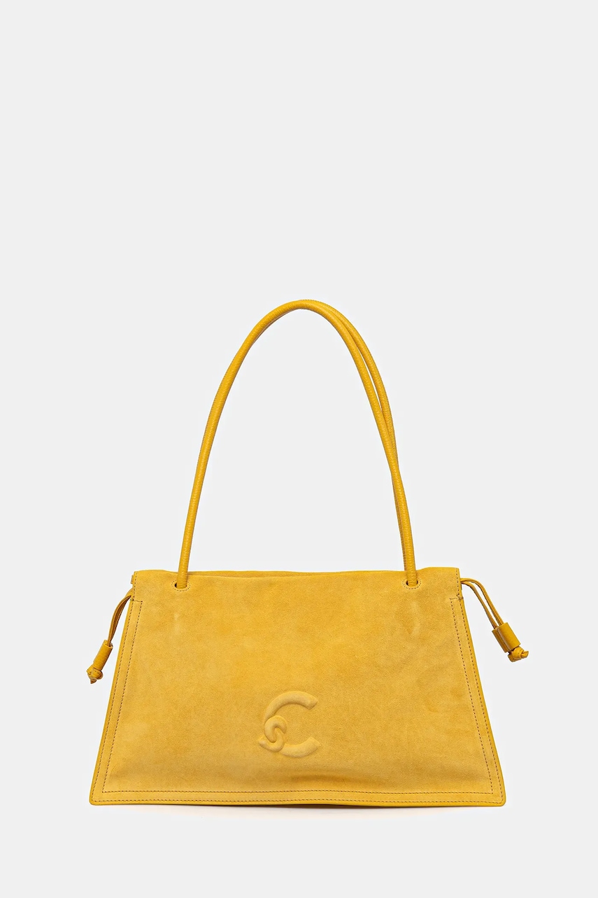 Coccinelle geantă de mână din piele întoarsă COCCINELLEDULSE SUEDE culoarea galben, SS6 13 01 01 Coccinelle geantă de mână din piele întoarsă COCCINELLEDULSE SUEDE culoarea galben, SS6 13 01 01