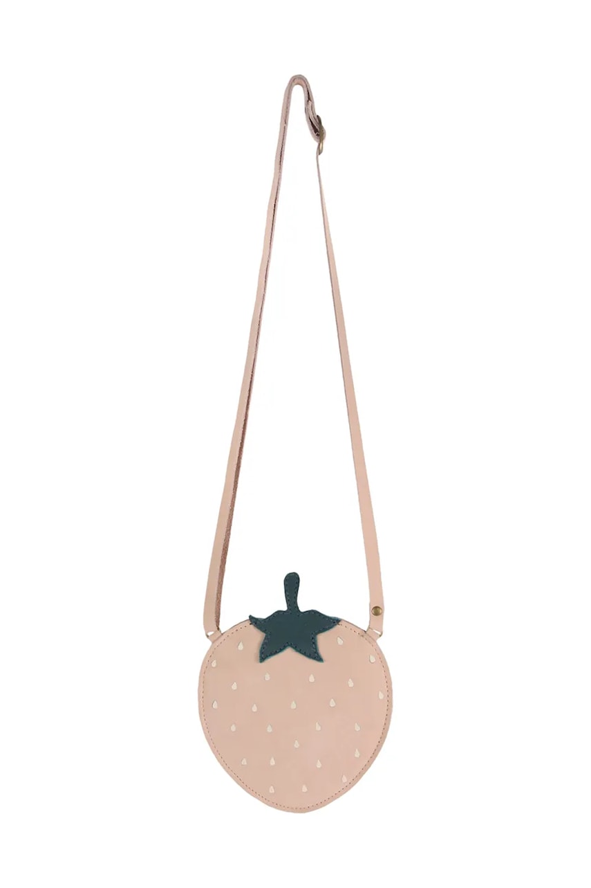 Donsje geanta de mana din piele pentru copii Nanoe Fruit Purse Strawberry culoarea roz, 5009002