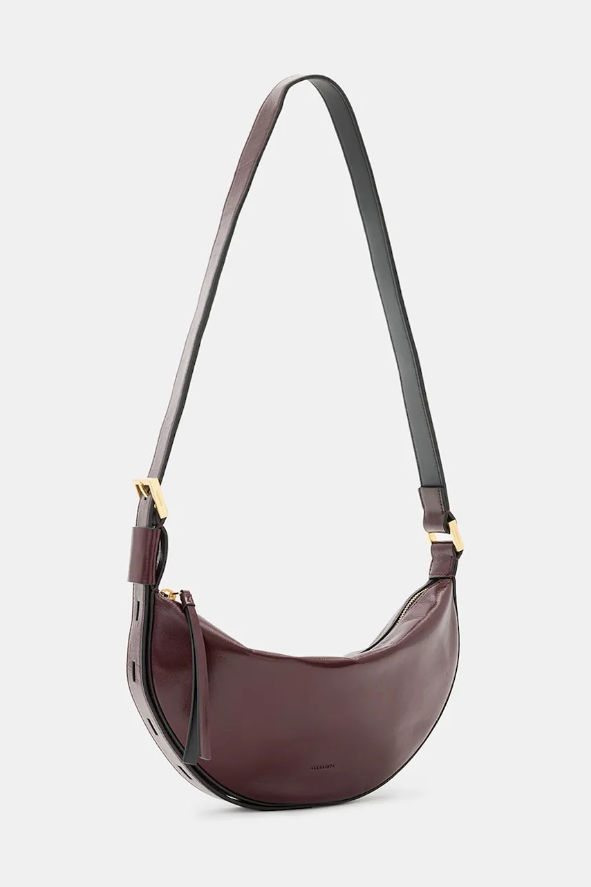 Кожаная сумочка AllSaints HALF MOON цвет бордовый W436XB Кожаная сумочка AllSaints HALF MOON цвет бордовый W436XB