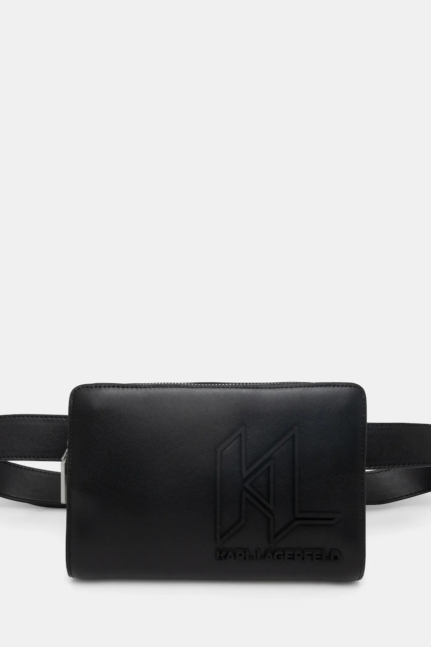 Karl Lagerfeld borsetă de piele K/MONOGRAM culoarea negru, A1M30115 Karl Lagerfeld borsetă de piele K/MONOGRAM culoarea negru, A1M30115