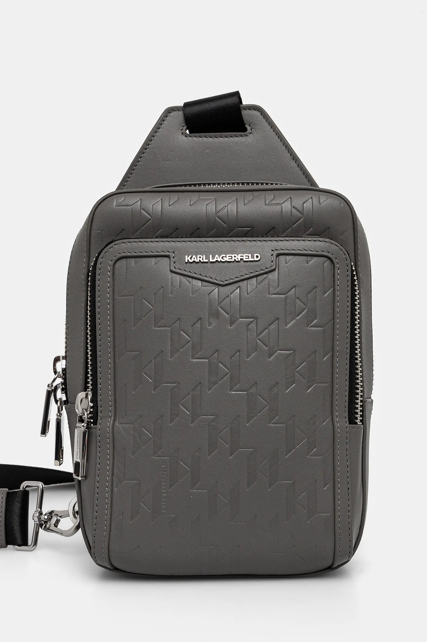 Karl Lagerfeld borsetă de piele K/LOOM culoarea gri, A1M30398