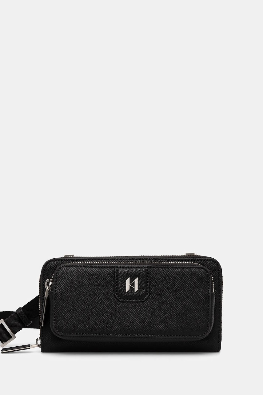 Karl Lagerfeld geantă de piele K/MONOGRAM culoarea negru, A1M32100 Karl Lagerfeld geantă de piele K/MONOGRAM culoarea negru, A1M32100