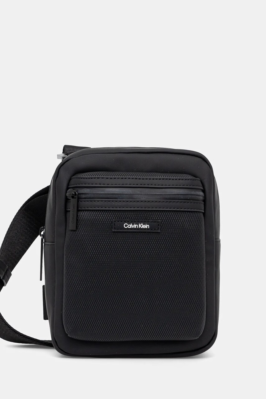 Levně Ledvinka Calvin Klein černá barva, K50K512808