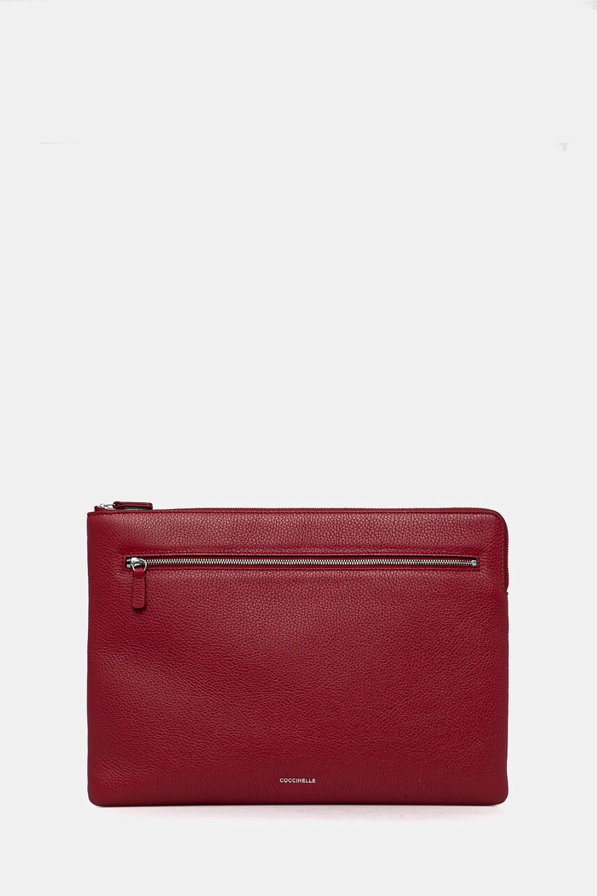 Coccinelle husă laptop din piele culoarea bordo, E5 MUK 86 01 01