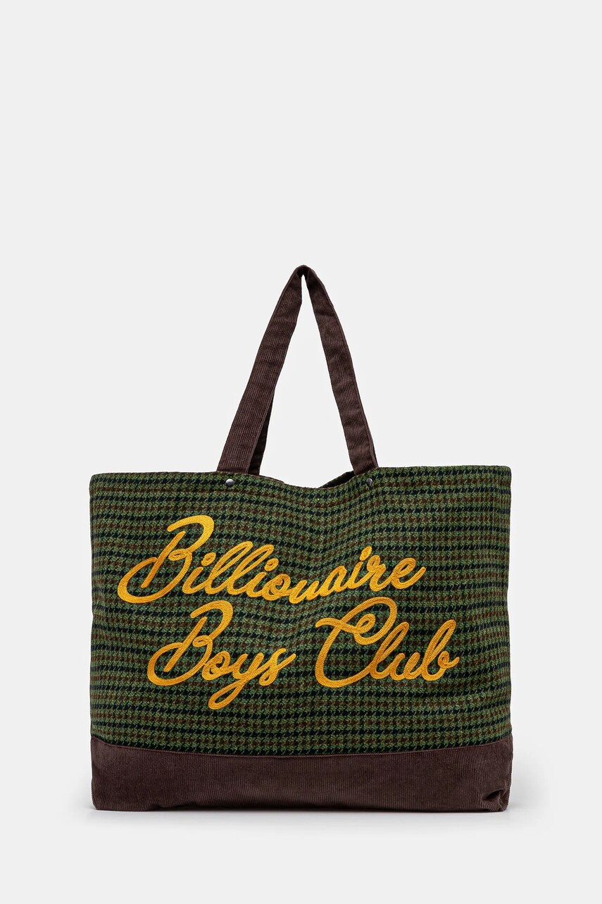 Billionaire Boys Club geantă Script Check Tote Bag culoarea verde, B24483