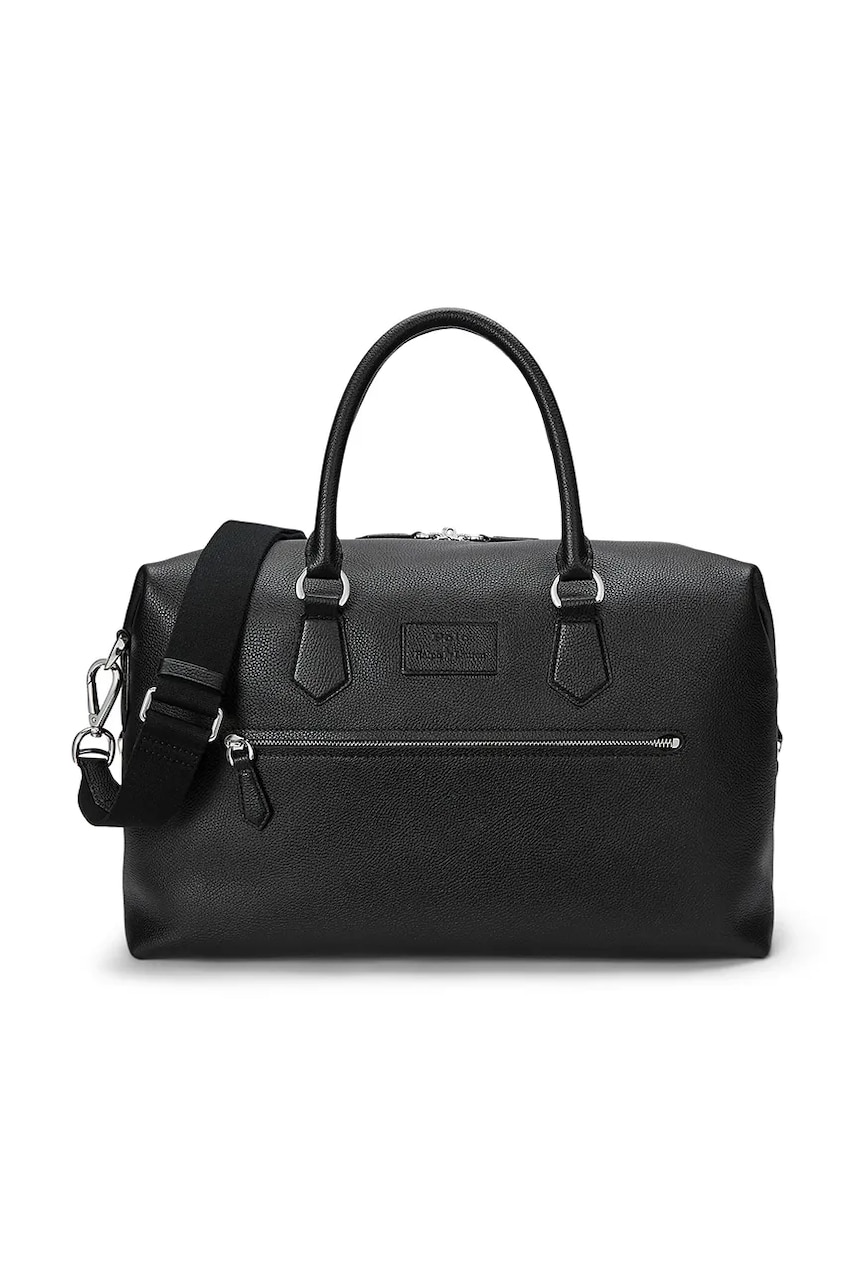 Levně Kožená taška Polo Ralph Lauren černá barva, 405962459