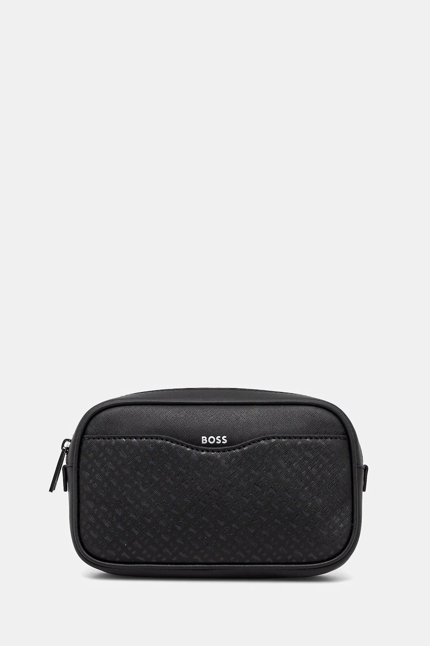 BOSS borseta de piele culoarea negru, 50542238