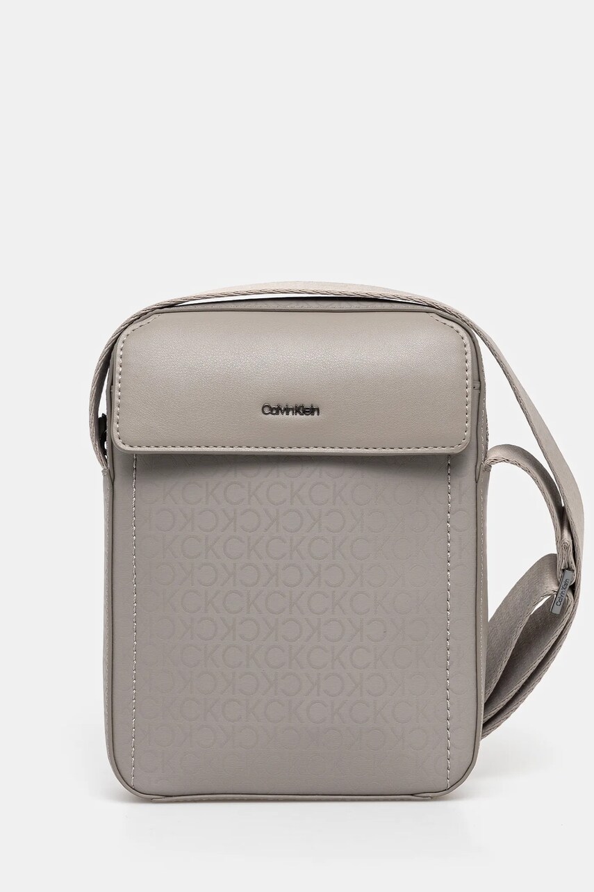 Levně Ledvinka Calvin Klein šedá barva, K50K512883