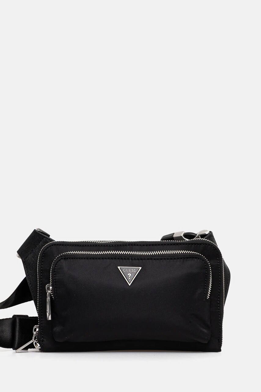 Levně Ledvinka Guess MILANO pánská, černá barva, HMMINY P5214