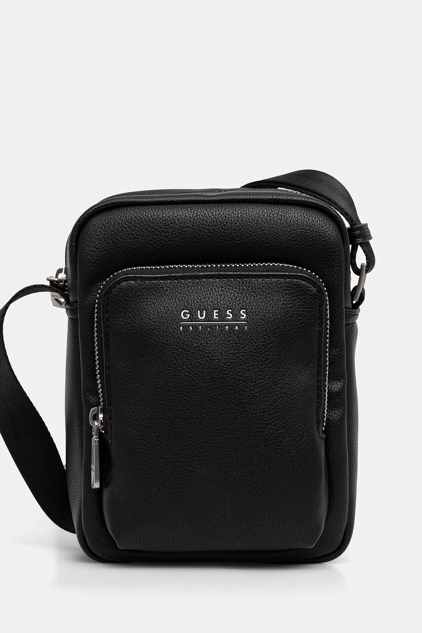 Levně Ledvinka Guess MILANO černá barva, HMMITU P5263
