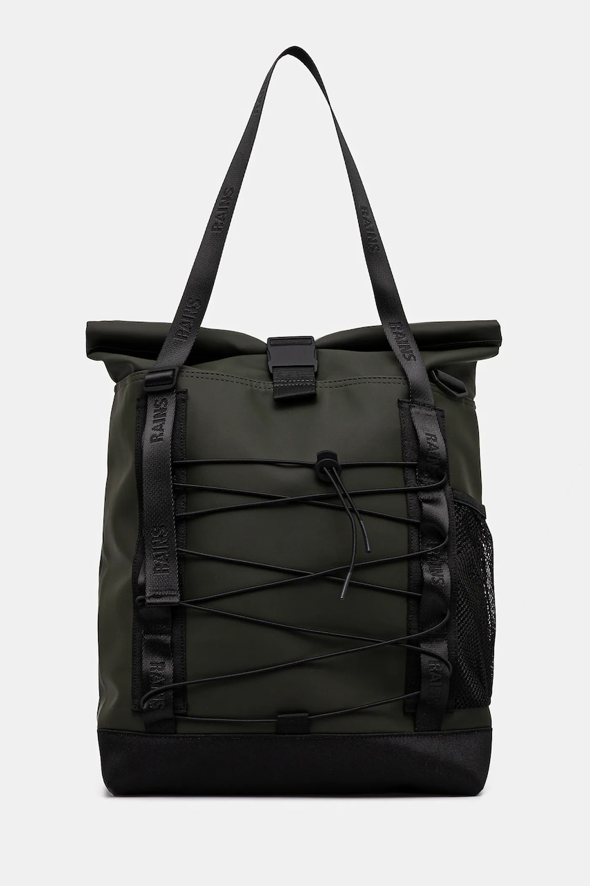 Rains geantă Trail Rolltop Tote Bag W3 culoarea verde, 13390 Rains geantă Trail Rolltop Tote Bag W3 culoarea verde, 13390