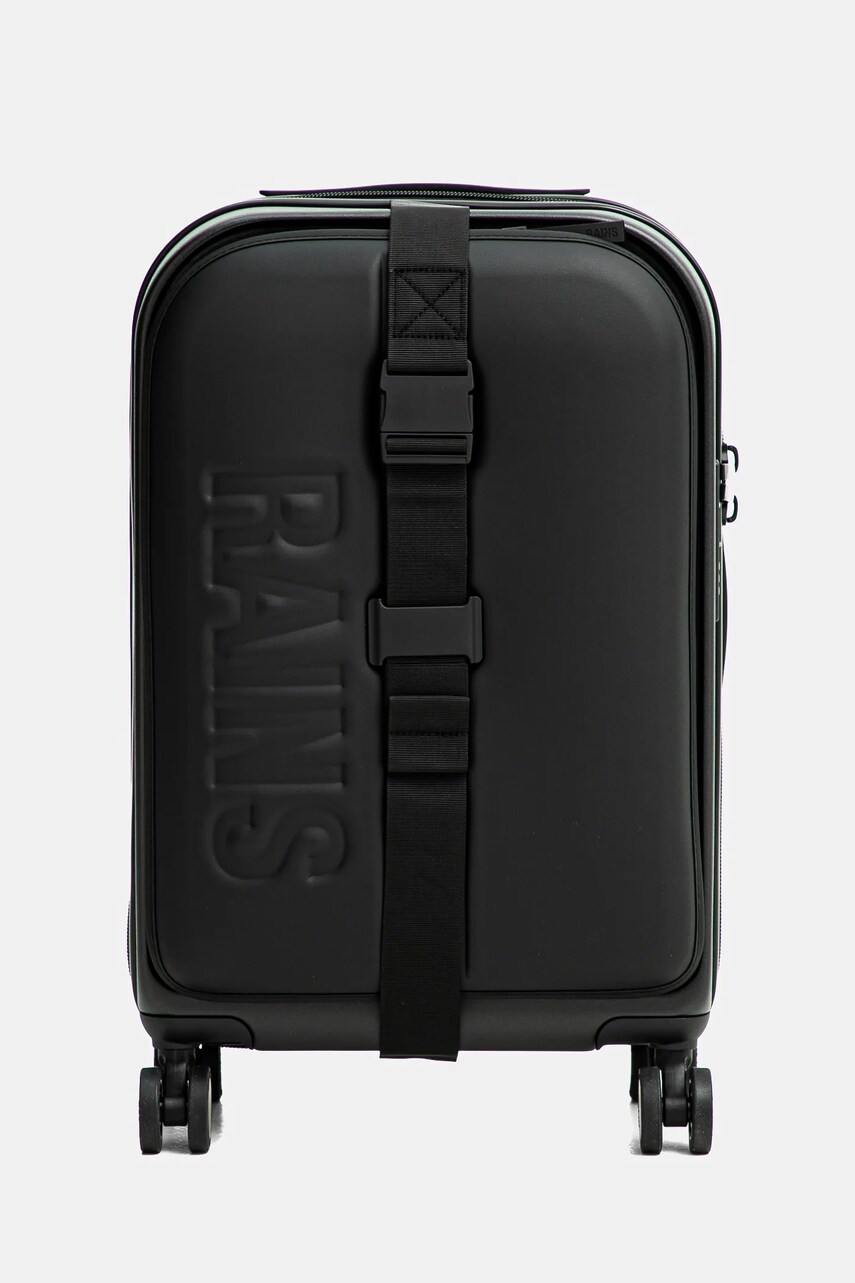 Rains valiza Texel Cabin Trolley W3 49-55x34x23 cm culoarea negru, 14190