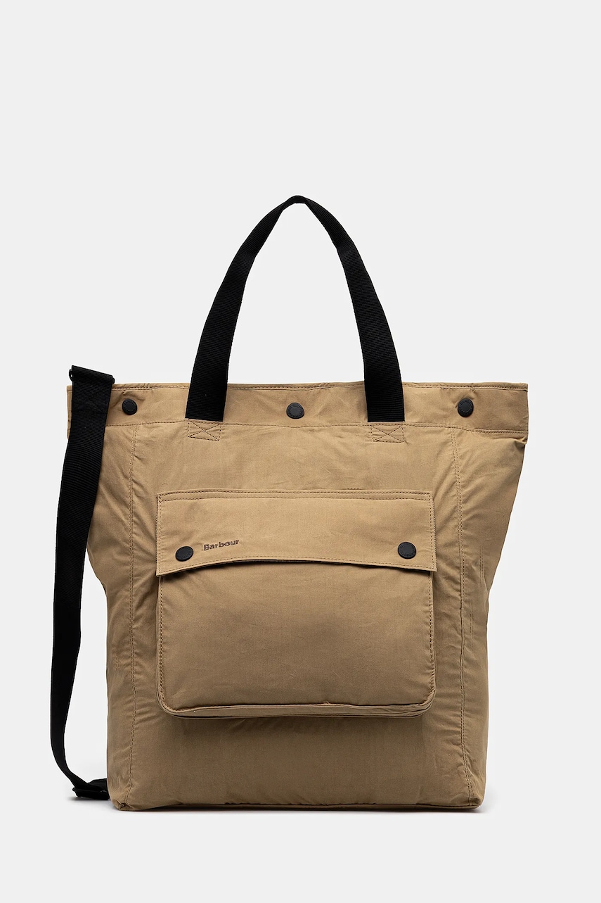 Barbour rucsac din bumbac Barbour Transport 3 Way Tote/Backpack Bag culoarea verde, mic, uni, UBA0740
