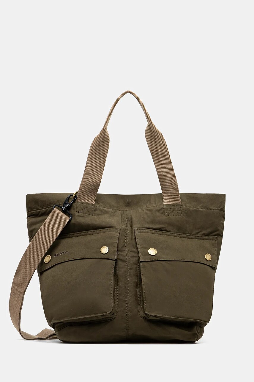 Barbour geantă de bumbac Barbour Transport Carry All Tote Bag culoarea verde, UBA0744
