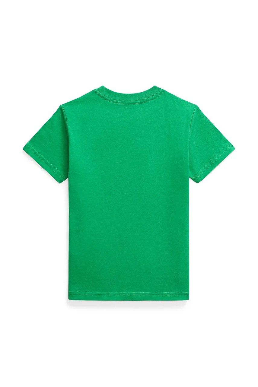 Детская хлопковая футболка Polo Ralph Lauren цвет зелёный однотонная 322832904166 Детская хлопковая футболка Polo Ralph Lauren цвет зелёный однотонная 322832904166