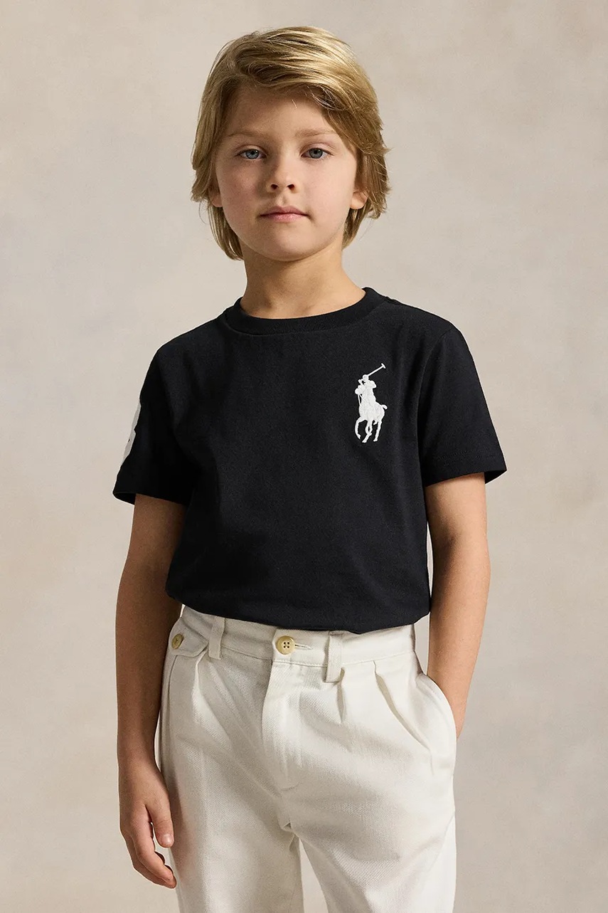 

Детска памучна тениска Polo Ralph Lauren, Черен