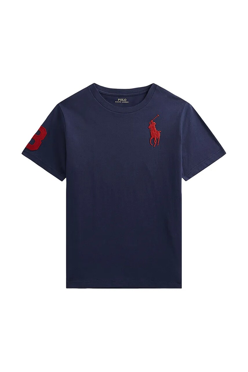 Levně Dětské bavlněné tričko Polo Ralph Lauren tmavomodrá barva, s potiskem, 323832907039