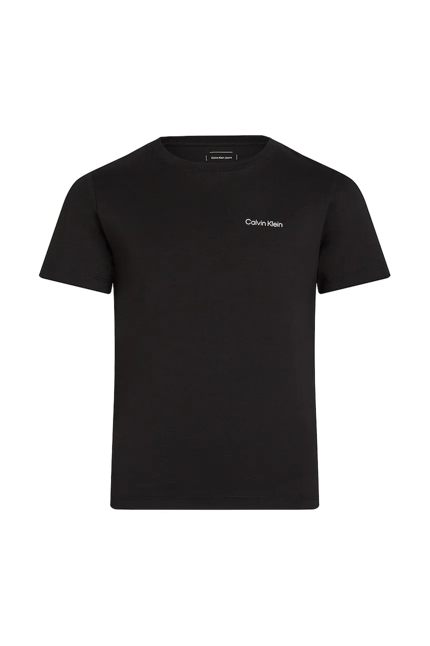 Детская хлопковая футболка Calvin Klein Jeans 0 цвет чёрный однотонная IU0IU00683 Детская хлопковая футболка Calvin Klein Jeans 0 цвет чёрный однотонная IU0IU00683