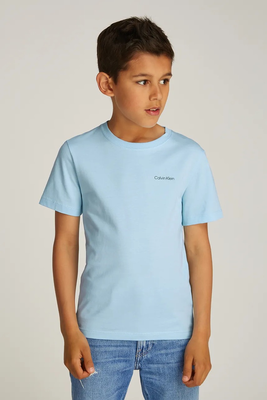 

Детска памучна тениска Calvin Klein Jeans 0 в синьо с изчистен дизайн IU0IU00683, Син