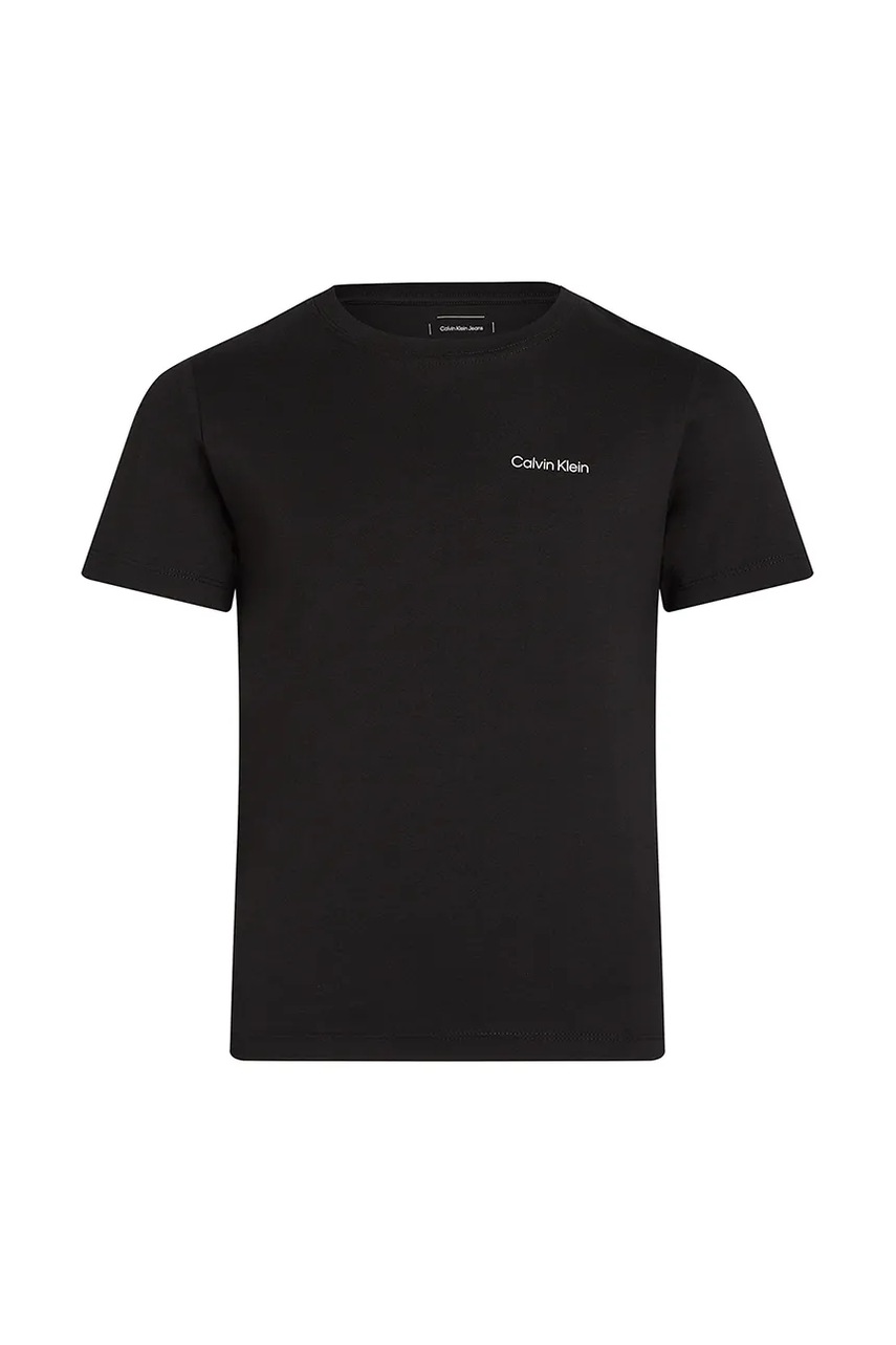 Детская хлопковая футболка Calvin Klein Jeans 0 цвет чёрный однотонная IU0IU00683 Детская хлопковая футболка Calvin Klein Jeans 0 цвет чёрный однотонная IU0IU00683