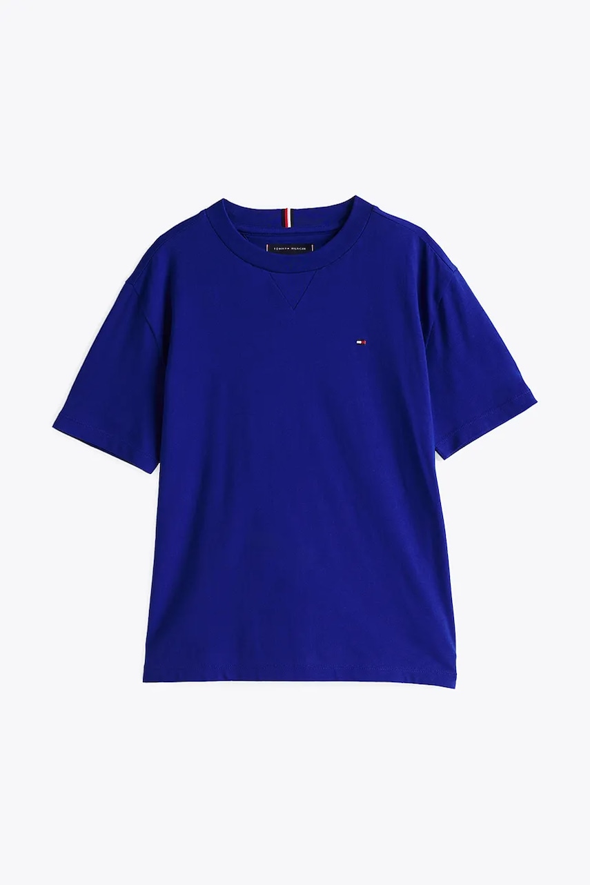 Детская хлопковая футболка Tommy Hilfiger цвет фиолетовый однотонная KB0KB09601 Детская хлопковая футболка Tommy Hilfiger цвет фиолетовый однотонная KB0KB09601