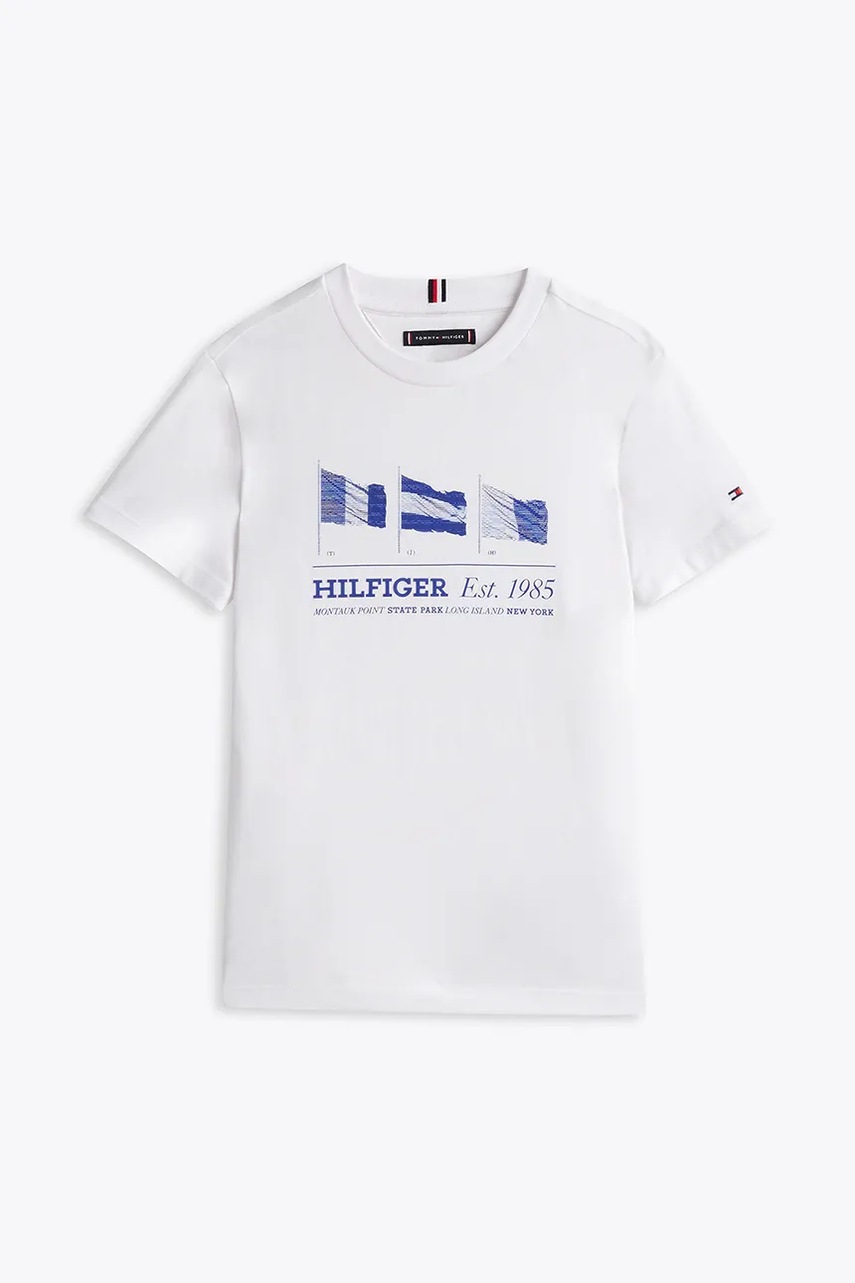 Детская хлопковая футболка Tommy Hilfiger цвет белый с принтом KB0KB09350