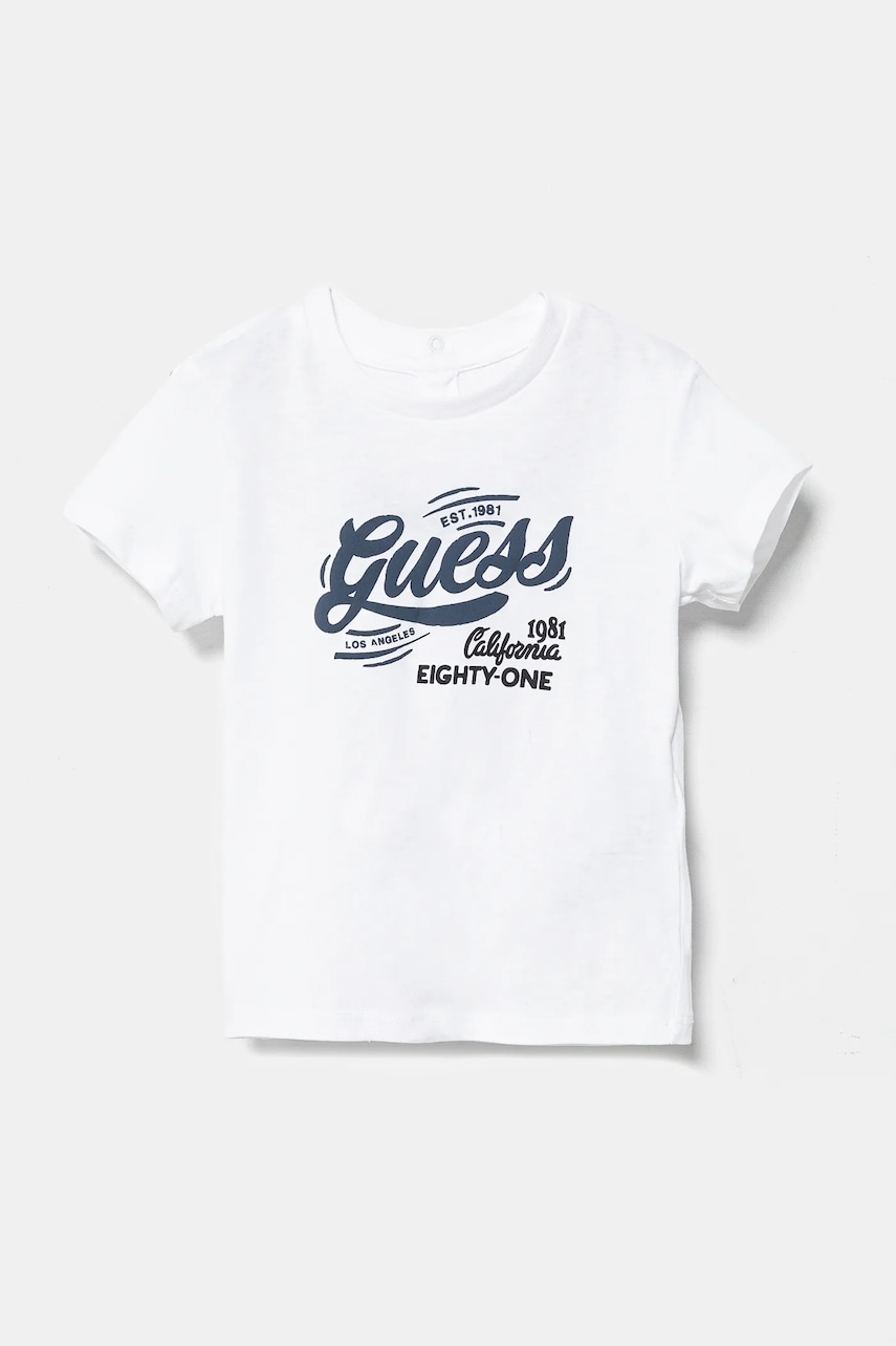 Levně Bavlněné dětské tričko Guess bílá barva, s potiskem, I5RI01 K8HM4