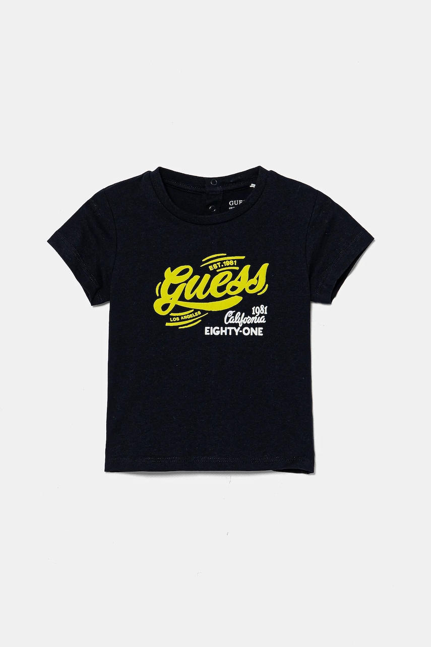 Levně Bavlněné dětské tričko Guess tmavomodrá barva, s potiskem, I5RI01 K8HM4