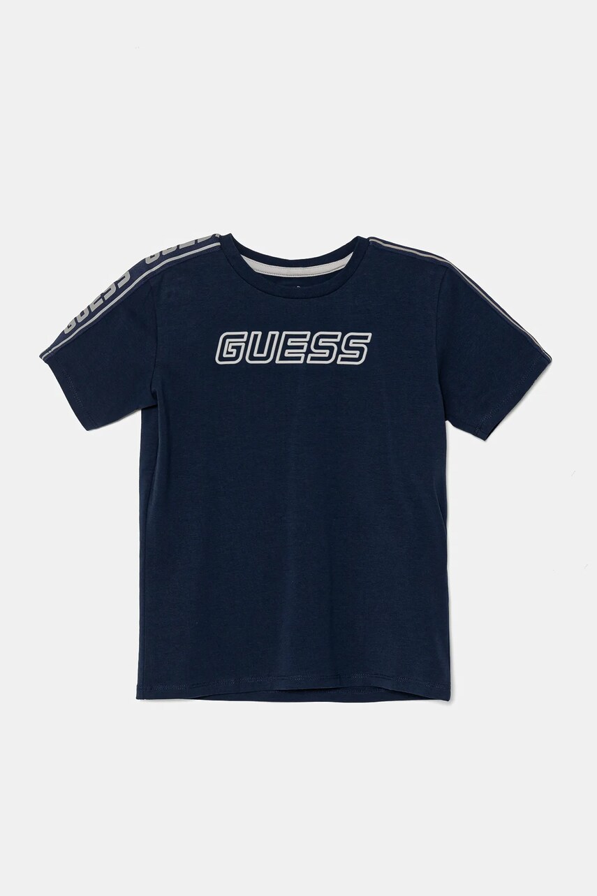 Levně Dětské tričko Guess tmavomodrá barva, s aplikací, L4YI50 J1314