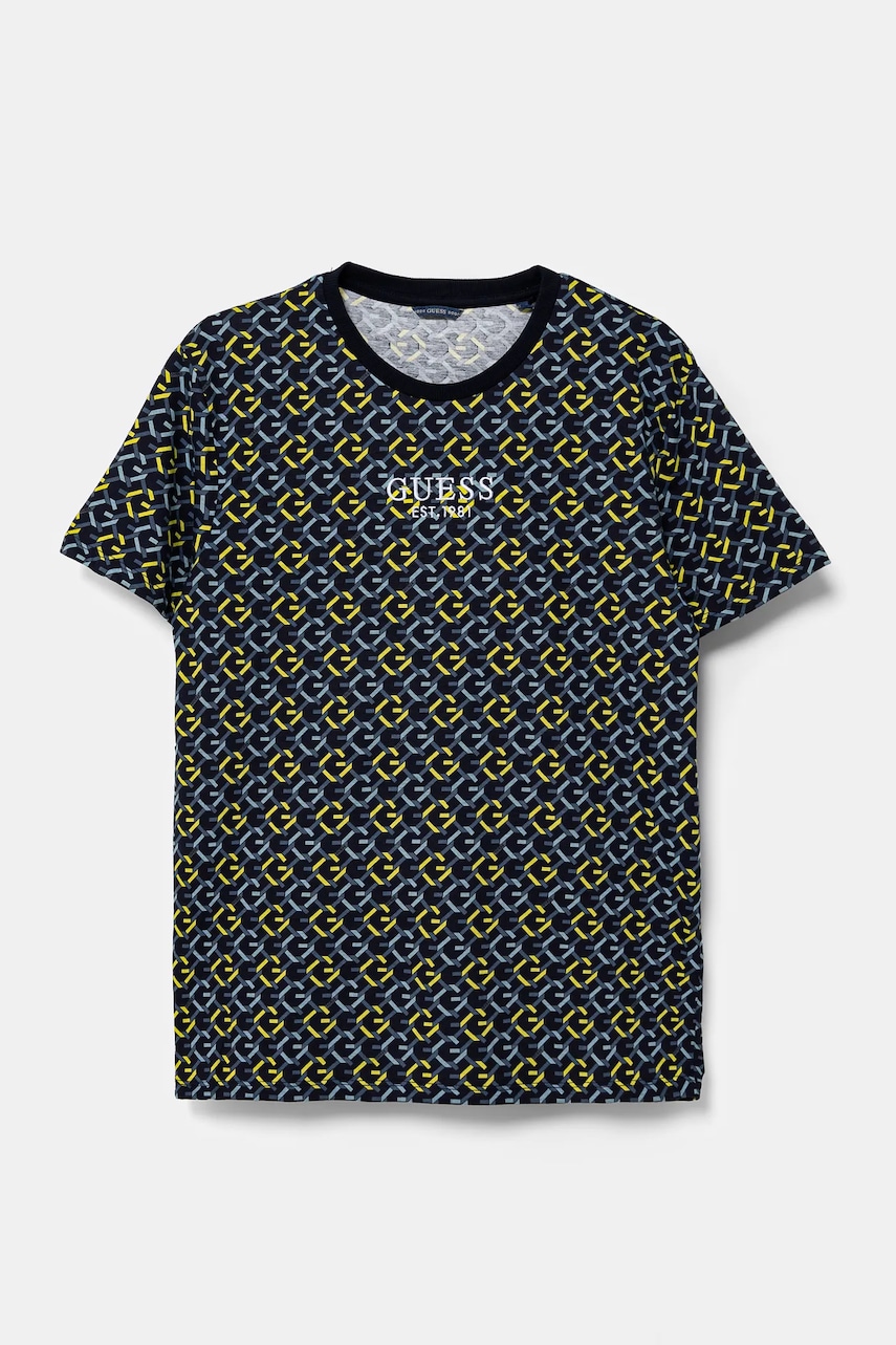 

Детска памучна тениска Guess в тъмносиньо с десен L5RI18 K8HM4, Тъмносин