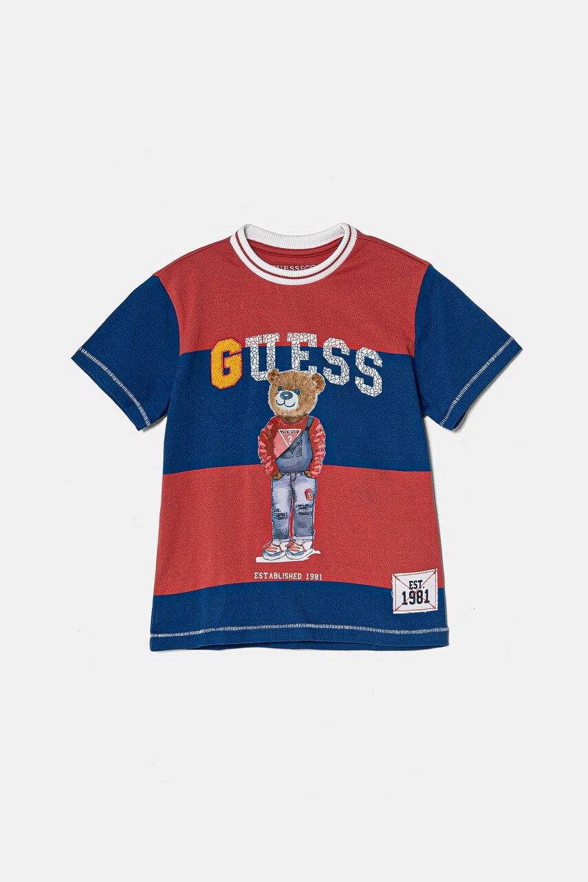 Levně Dětské bavlněné tričko Guess červená barva, N5RI13 K9N34