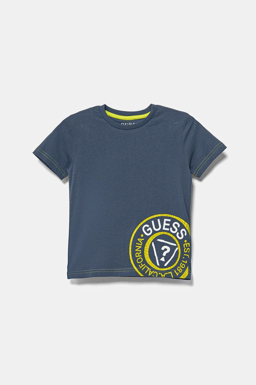 

Детска памучна тениска Guess в тъмносиньо с принт N5RI15 K8HM4, Тъмносин