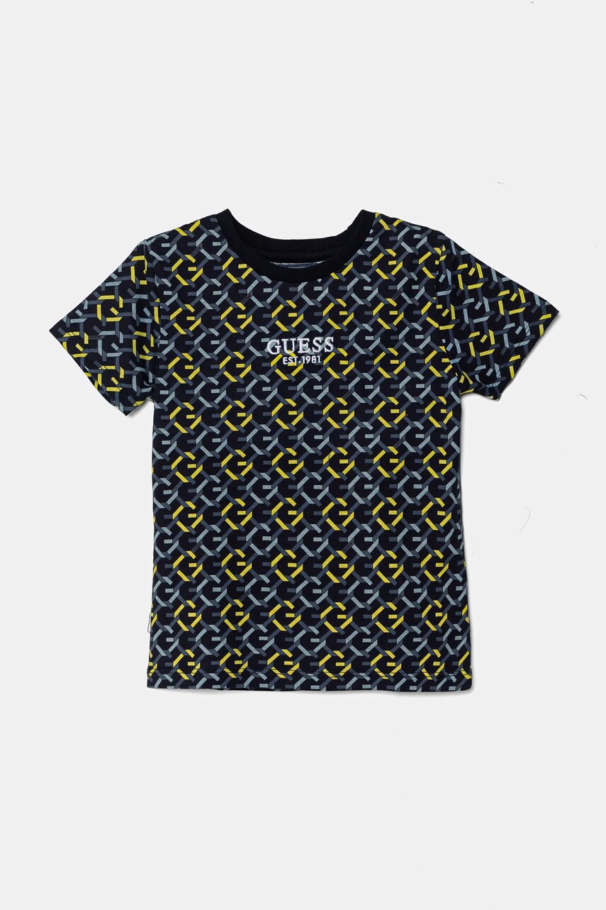 Levně Dětské bavlněné tričko Guess tmavomodrá barva, N5RI18 K8HM4