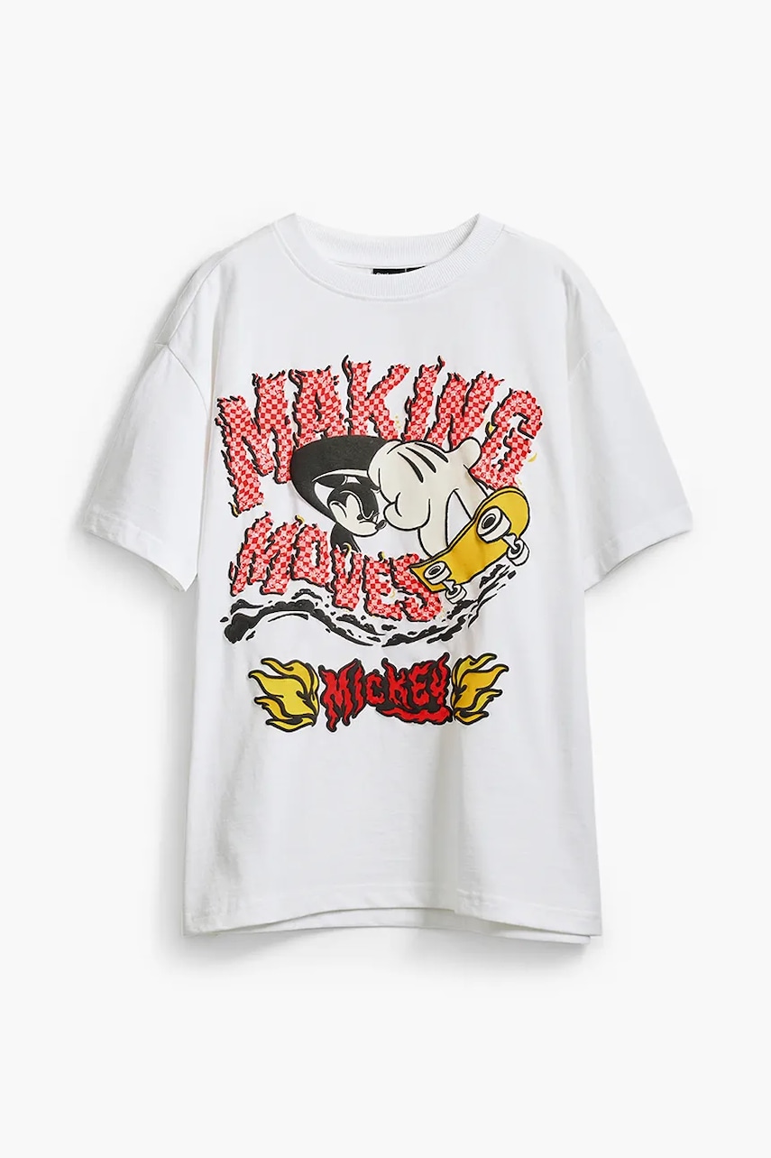 Детская хлопковая футболка Desigual x Disney цвет белый с принтом 25SBTK14 Детская хлопковая футболка Desigual x Disney цвет белый с принтом 25SBTK14