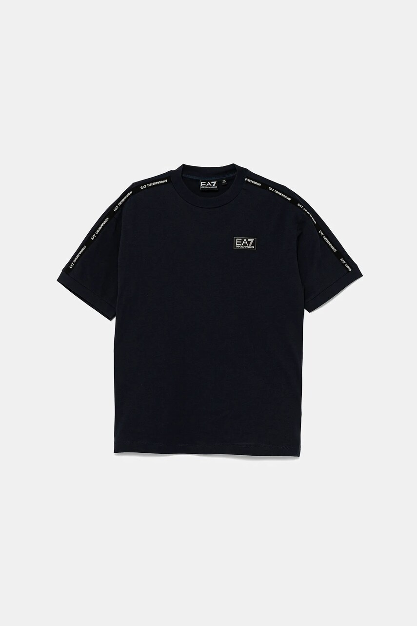 EA7 Emporio Armani tricou de bumbac pentru copii culoarea albastru marin, cu imprimeu, 7B000054 AF10378