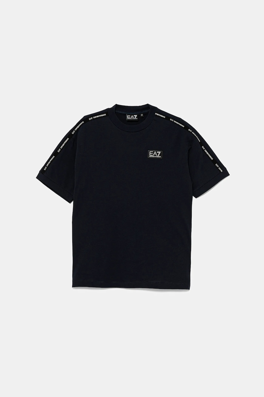 EA7 Emporio Armani tricou de bumbac pentru copii culoarea albastru marin, cu imprimeu, 7B000054 AF10378