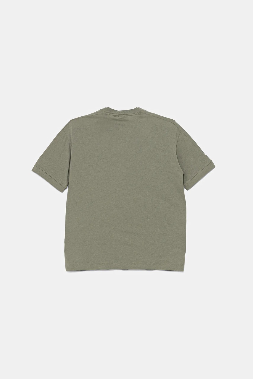 Детская хлопковая футболка EA7 Emporio Armani цвет зелёный с аппликацией 7B000054 AF10378 Детская хлопковая футболка EA7 Emporio Armani цвет зелёный с аппликацией 7B000054 AF10378