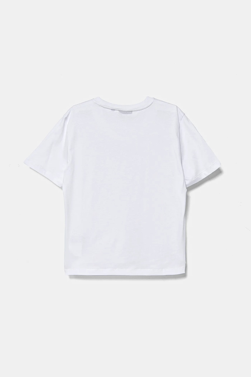 Детская хлопковая футболка EA7 Emporio Armani цвет белый с принтом 7B000020 AF10378 Детская хлопковая футболка EA7 Emporio Armani цвет белый с принтом 7B000020 AF10378