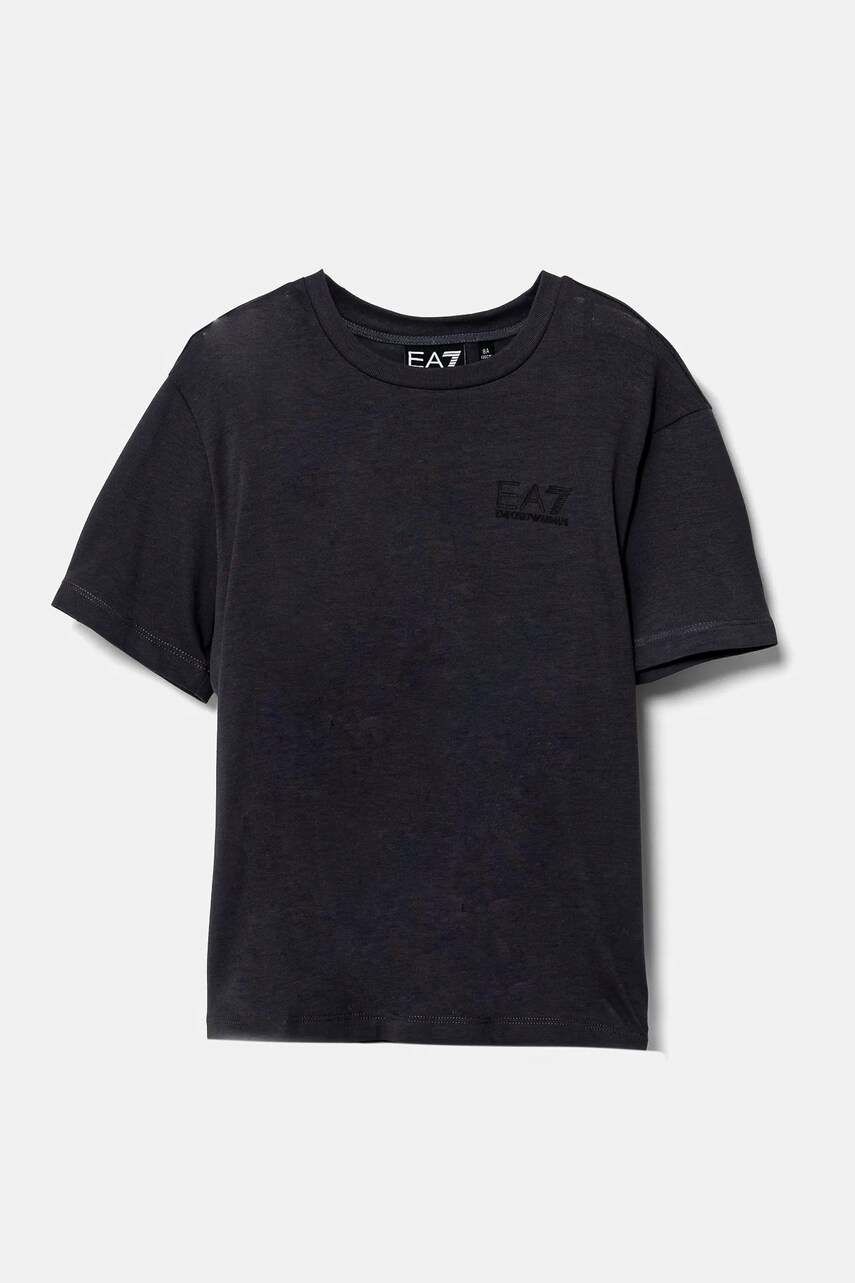 Levně Dětské bavlněné tričko EA7 Emporio Armani šedá barva, s potiskem, 7B000020 AF10378