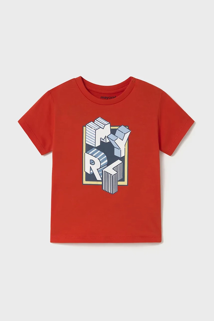 Mayoral tricou de bumbac pentru copii culoarea rosu, cu imprimeu, 106 Mayoral tricou de bumbac pentru copii culoarea rosu, cu imprimeu, 106