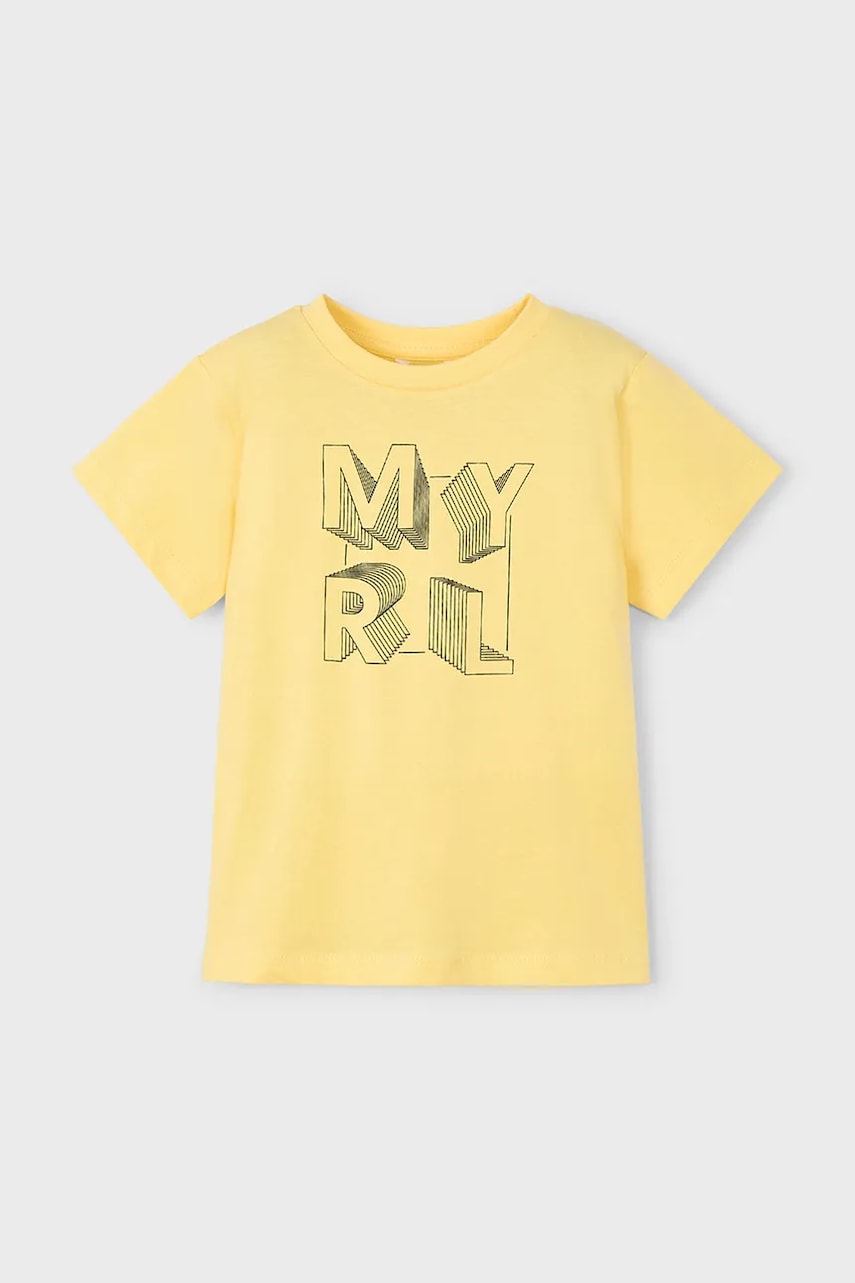 Mayoral tricou de bumbac pentru copii culoarea galben, cu imprimeu, 170 Mayoral tricou de bumbac pentru copii culoarea galben, cu imprimeu, 170