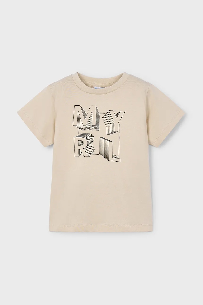 Mayoral tricou de bumbac pentru copii culoarea bej, cu imprimeu, 170 Mayoral tricou de bumbac pentru copii culoarea bej, cu imprimeu, 170
