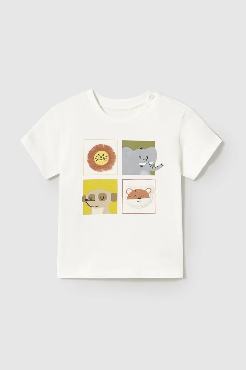 Mayoral tricou de bumbac pentru copii culoarea alb, cu imprimeu, 1056 Mayoral tricou de bumbac pentru copii culoarea alb, cu imprimeu, 1056