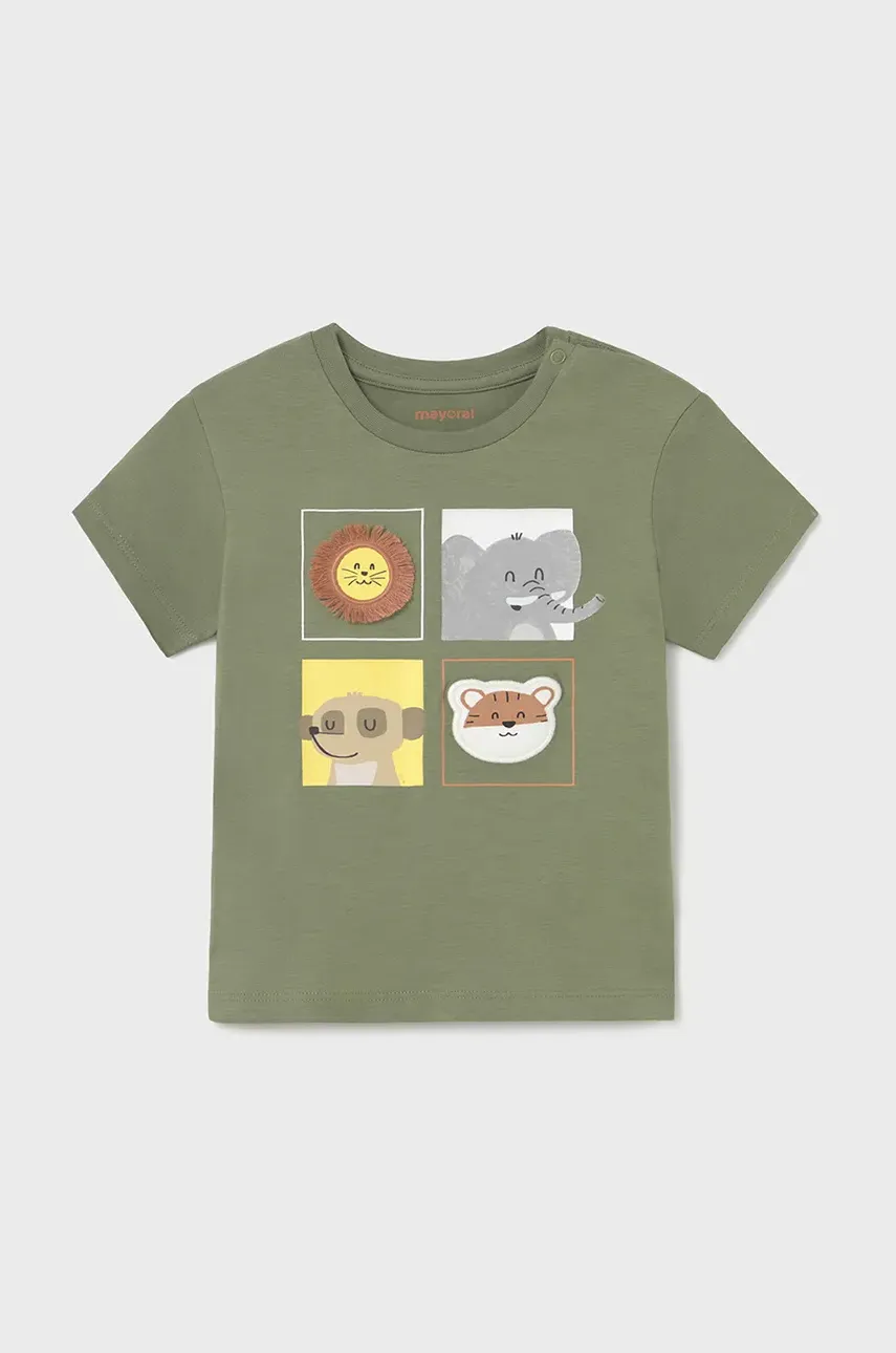 Mayoral tricou de bumbac pentru copii culoarea verde, cu imprimeu, 1056