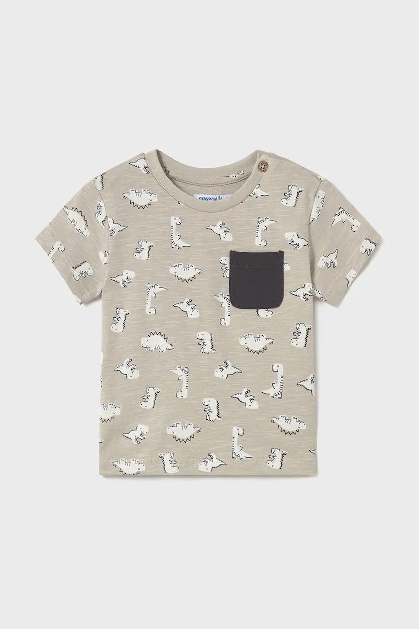 Mayoral tricou din bumbac pentru bebelusi culoarea gri, modelator, 1058 Mayoral tricou din bumbac pentru bebelusi culoarea gri, modelator, 1058