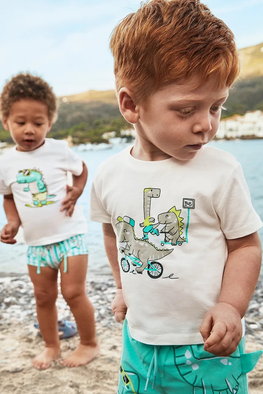 Mayoral tricou de bumbac pentru copii culoarea bej, cu imprimeu, 1062 Mayoral tricou de bumbac pentru copii culoarea bej, cu imprimeu, 1062